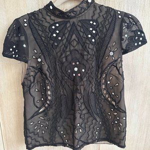 Alice + Olivia XS Mirror/Sequin Top